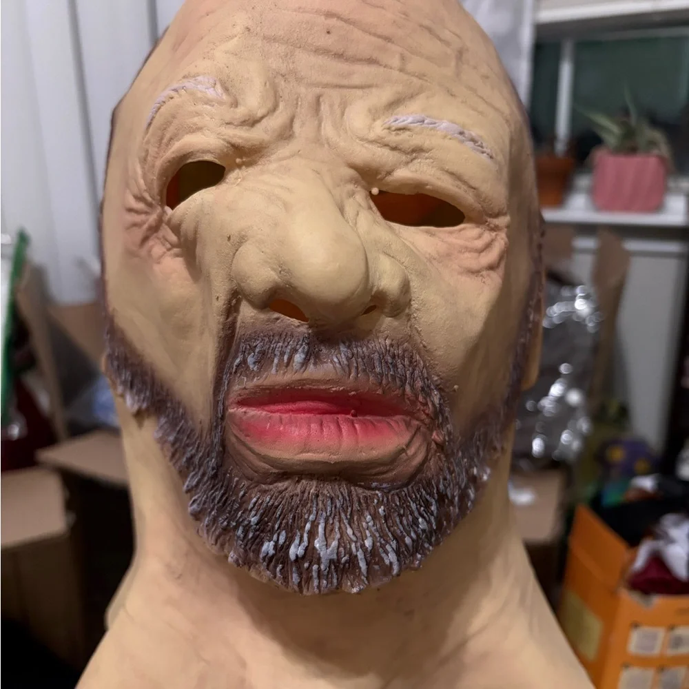 Full-Head “Old Man” Mask with Brown and White Beard